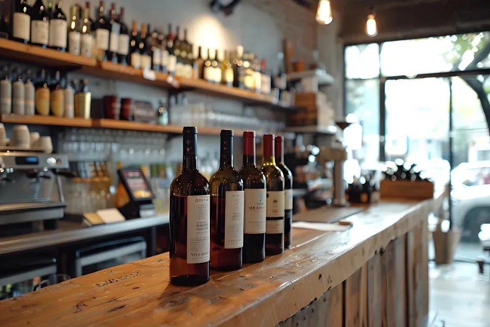 Il bancone e la selezione di vini