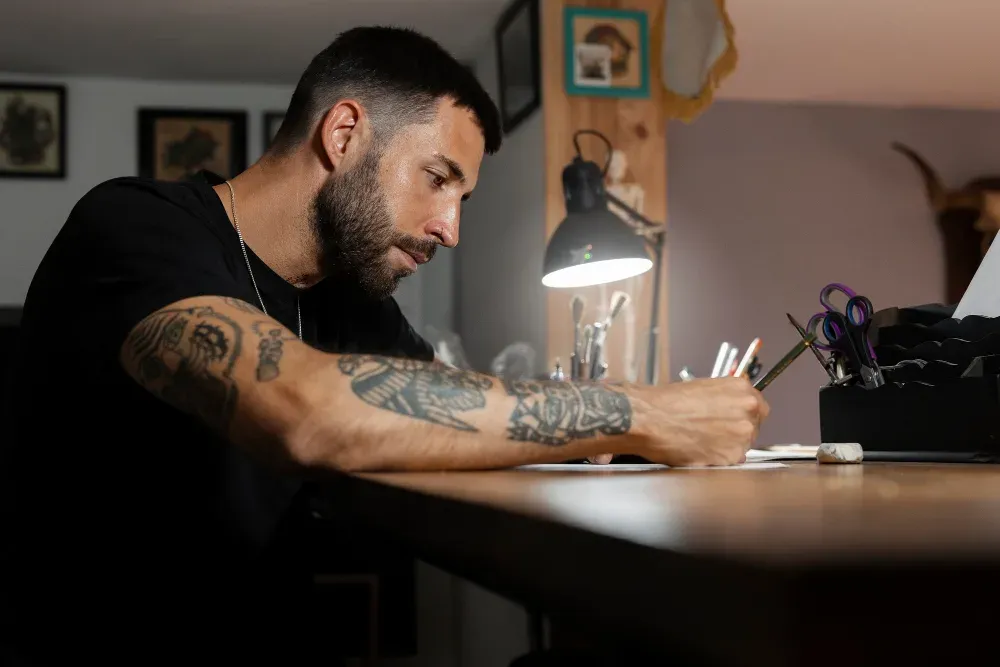 Postazione di lavoro del tatuatore